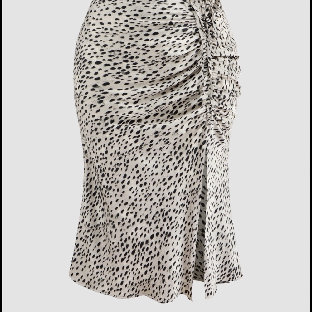 CIDER Spot Leopard Print Drawstring Split Maxi Skirt Curve & Plus